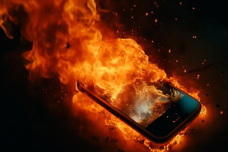 picture of a phone burning, to avoid such accidents it’s good to know how to cool phone while gaming.