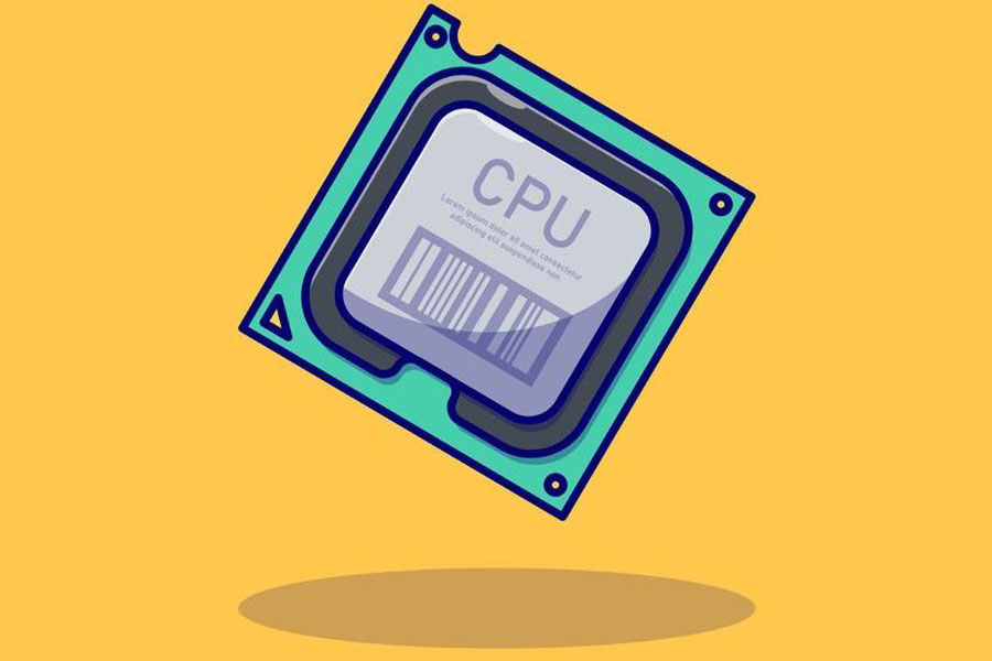 2D art of a CPU. cpu usage while gaming is based on different factors.