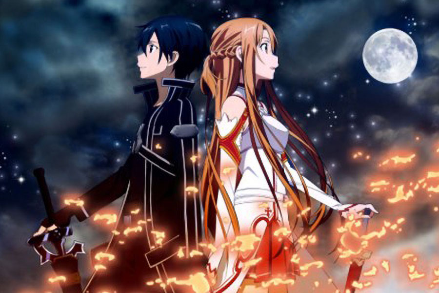 Picture of The main characters of Sword Art Online, one of the best anime for gamers.