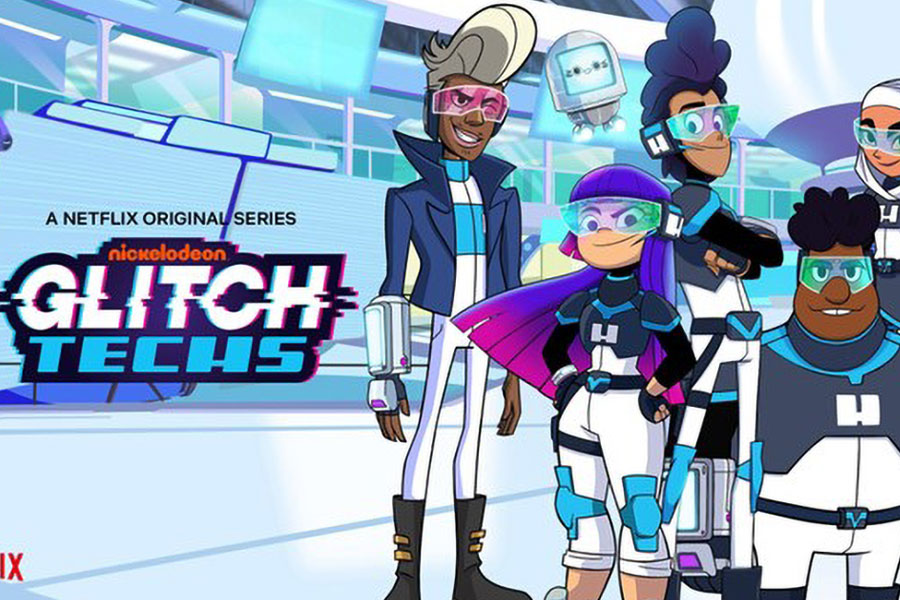 Picture of The main characters of Glitch Techs, one of the best anime for gamers.