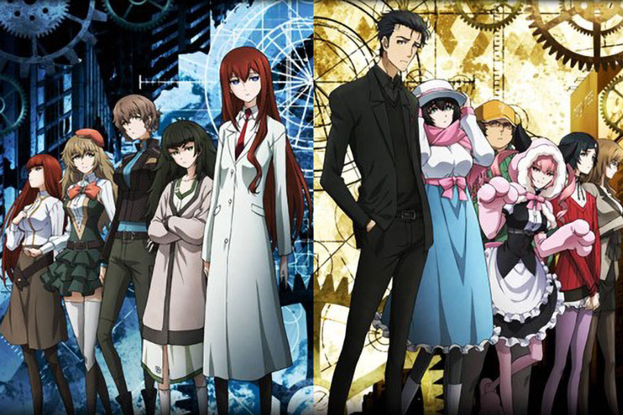 Picture of The main characters of Steins; Gate, one of the best anime for gamers.