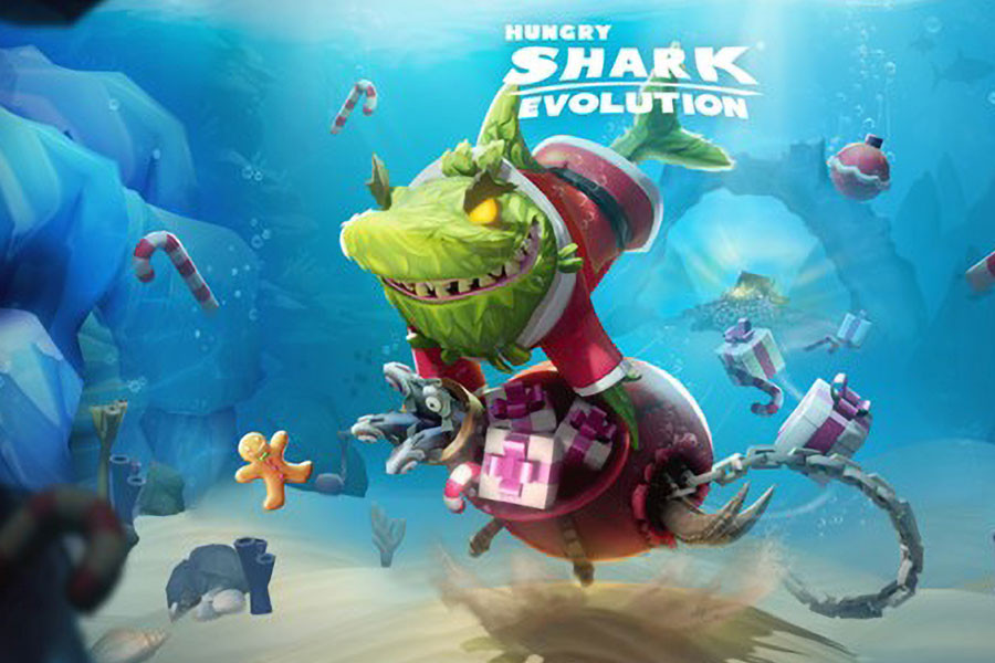 One of the official pictures of Hungry Shark Evolution, one of the most popular offline ios games.