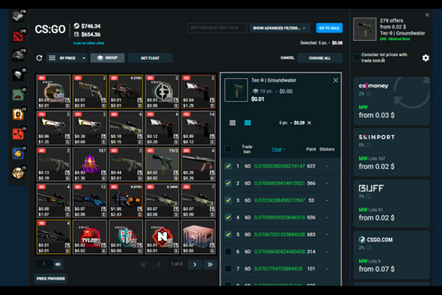 Picture of Steam Inventory Helper Interface, one of the best chrome extensions for gamers.