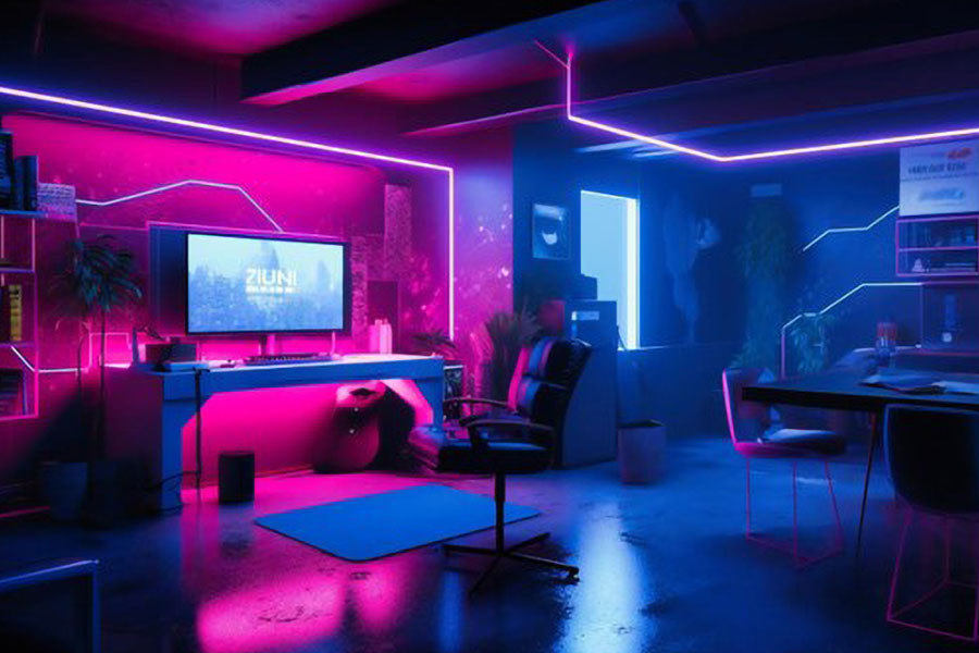 Picture of a Gaming Room Suited with LED Light Strips, One of The best gifts for gamers.