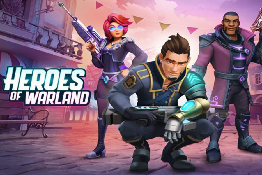 The Official Picture of Heroes of Warland with its many heroes, One of best multiplayer war games for android.