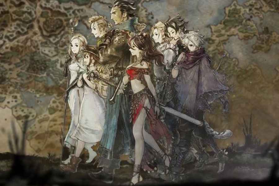 The Official Picture of Octopath Traveler and its playable characters, One of best Nintendo switch games for adults.