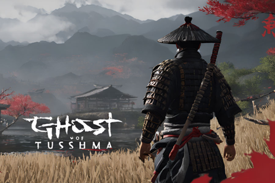 A fan-made poster of the game Ghost of Tsushima among the best samurai games for pc.