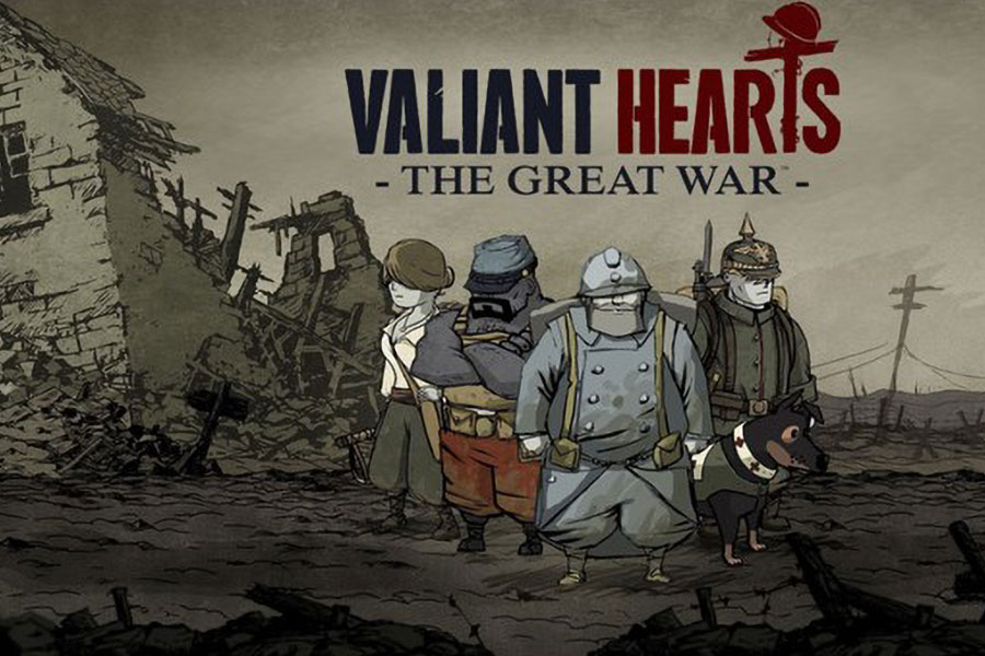 The Official Picture of Valiant Hearts: The Great War with its main characters, best war game single player.