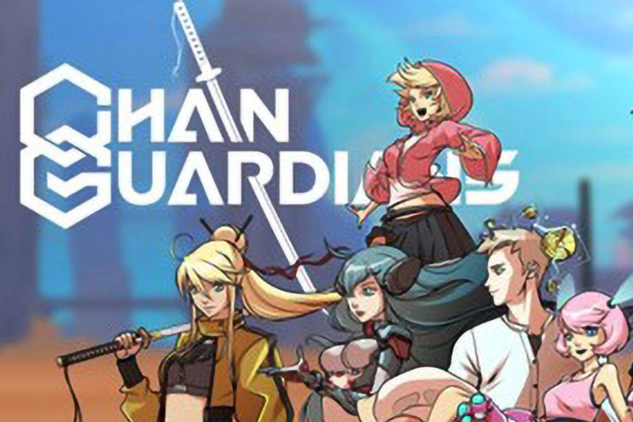 one of the official arts of Chain Guardians with its many heroes, one of the great crypto games to earn money.