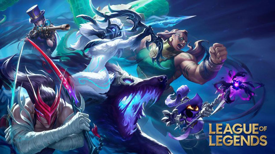 An Official Picture of League of Legends with its many champions, Subject of facts about video games.