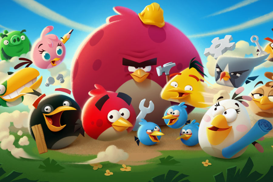 an Art of Angry Birds with every playable bird in it, one of mobile games with leaderboards.