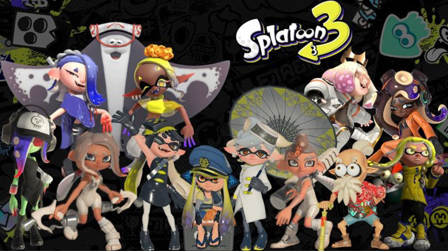 The Official Picture of Splatoon 3 featuring its many characters, a Most played game in Japan 2024.