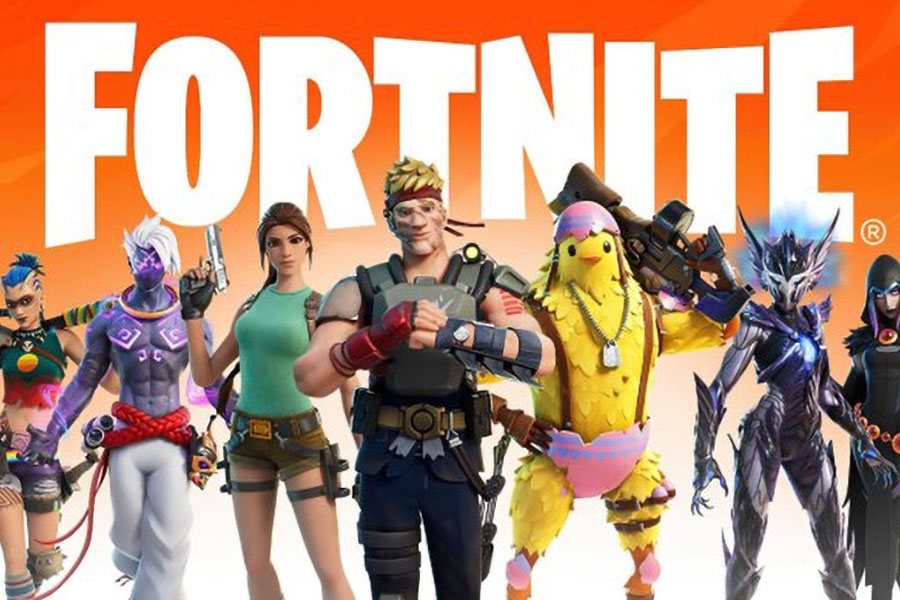 The Official Picture of Fortnite Featuring Different Skins, One of most played games.