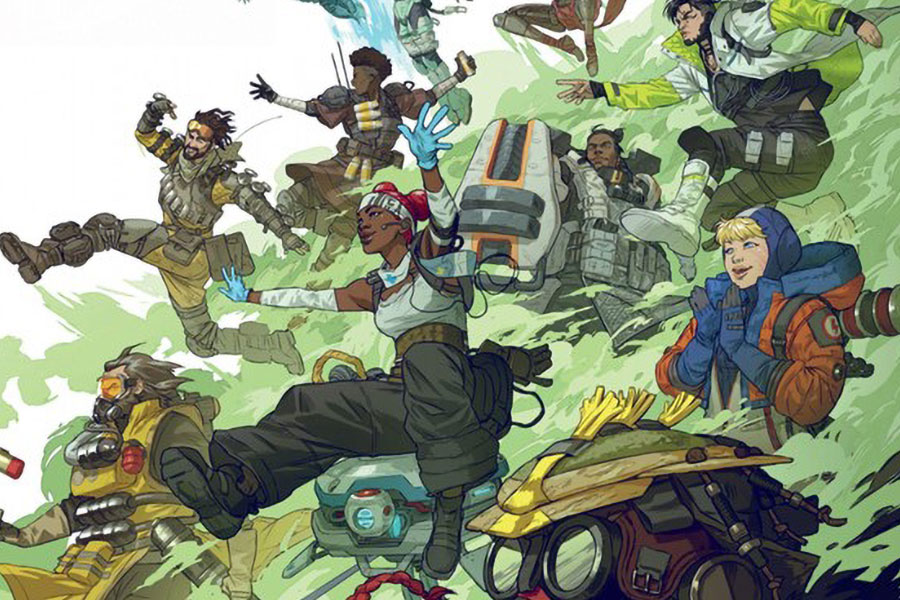 a Key Art with many legends from Apex Legends, one of the great trending online games 2024