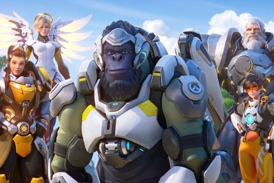 a Picture of Overwatch 2 with its many Heroes, One of games gamer girls play.