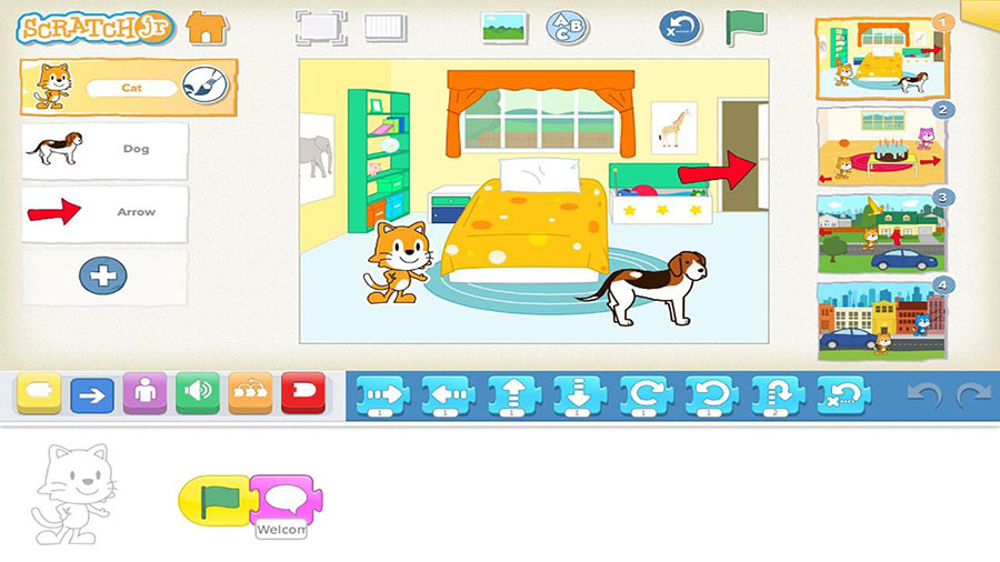 in game Picture of ScratchJr, One of best free ipad games for 6 year olds.