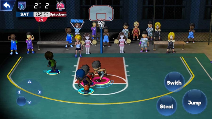 A gameplay picture of Street Basketball Association, One of the best basketball games for Chromebook.