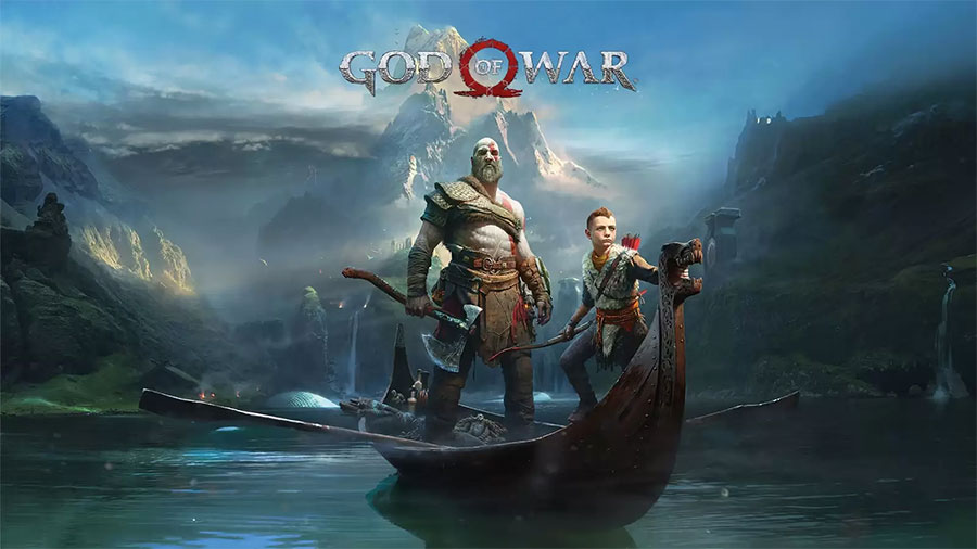 The Official Picture of God of War Featuring Kratos and Atreus, One of best adventure games for ps4.