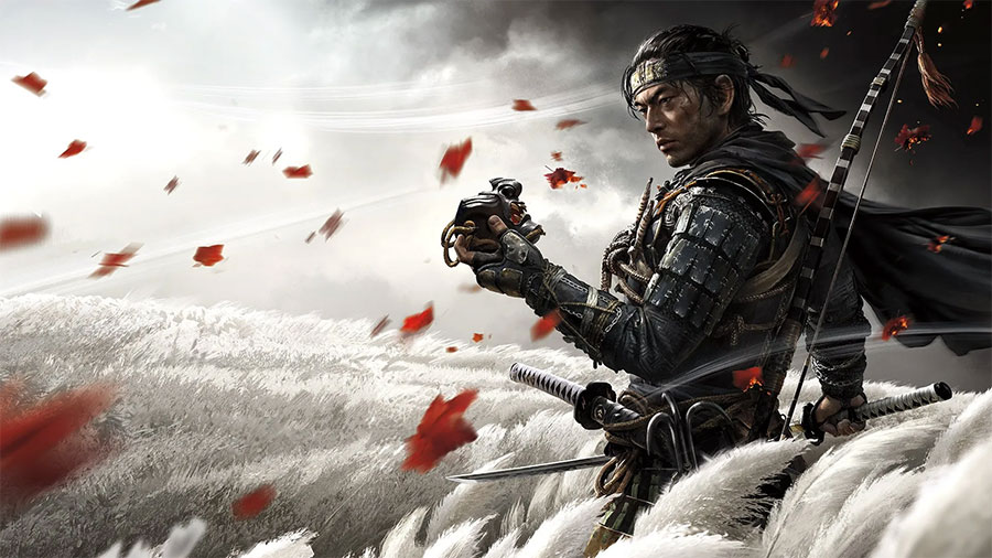 The Official Picture of Ghost of Tsushima Featuring its main character, One of best adventure games for ps4.