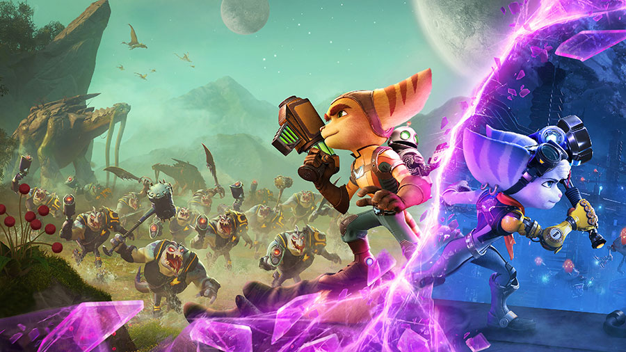 The Official Picture of Ratchet & Clank: Rift Apart Featuring Ratchet and Rivet, One of best adventure games for ps5.