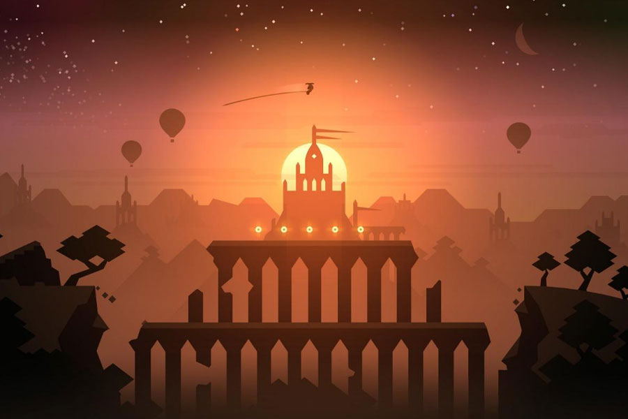 In game picture of Alto’s Odyssey, One of best android games for airplane mode.