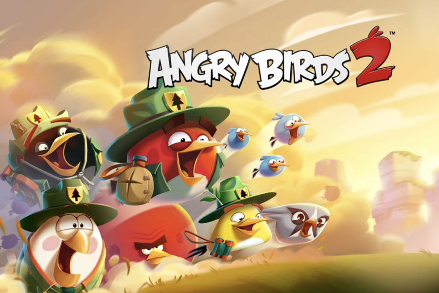 The Official Picture of Angry Birds 2 with its characters, One of best free ipad games for 10 year olds.