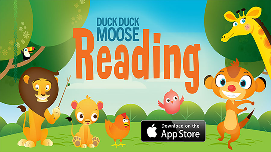 Screenshot of Duck Duck Moose Reading showing a character learning phonics.