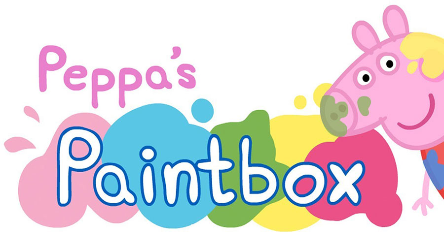 Screenshot of Peppa Pig: Paintbox featuring drawing tools and Peppa Pig characters.