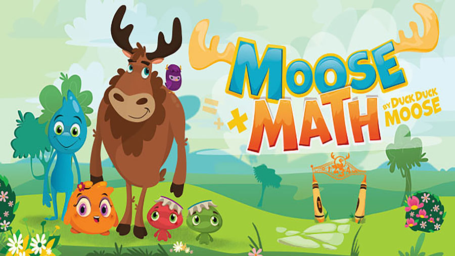 Screenshot of "Moose Math" with moose characters and math activities.