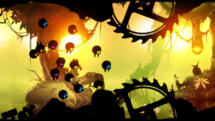 Screenshot of "Badland" showing a character navigating a dark forest.