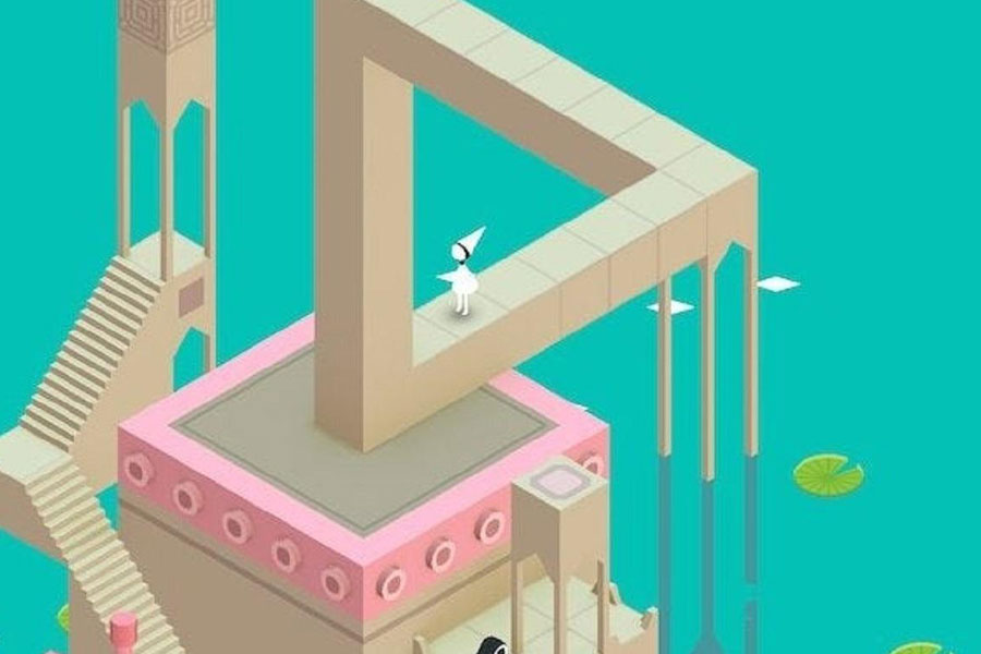 In game picture of Monument Valley, One of best iphone puzzle games for airplane mode.