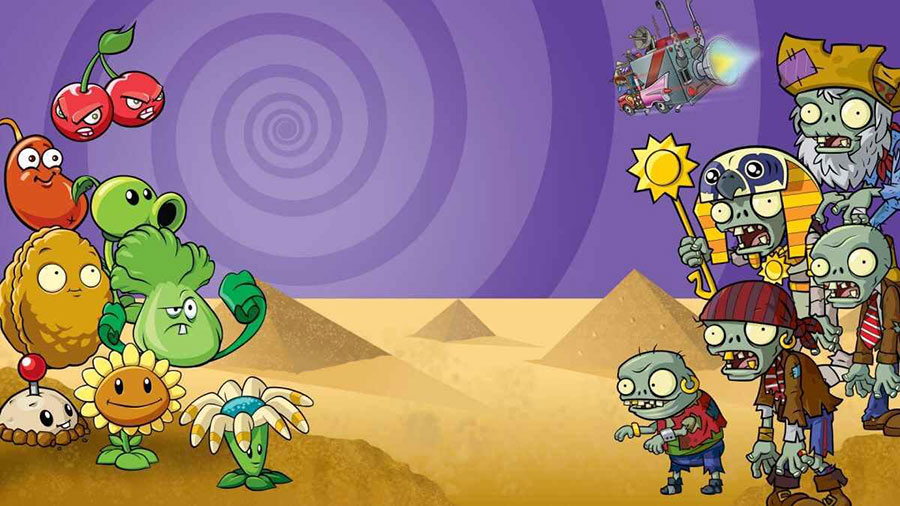 The Official Picture of Plants vs. Zombies 2 with its characters, One of best offline android games for flights.