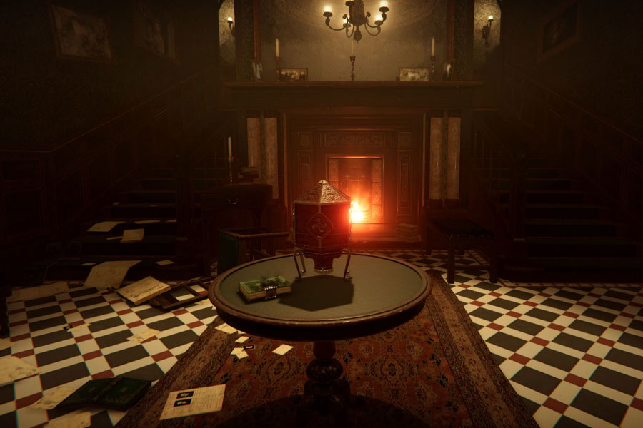 Screenshot of "The Room: Old Sins" showing an intricate puzzle in a dollhouse.