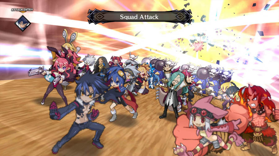 An in-game picture, featuring the game's squad and characters.