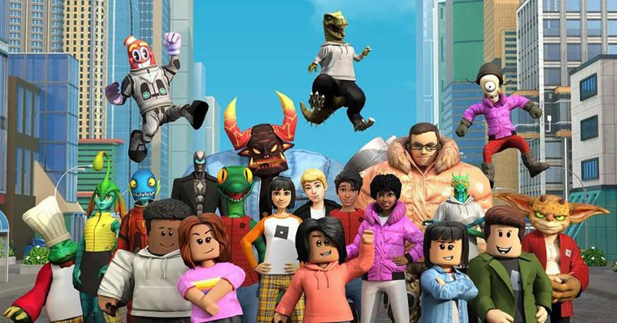 A wallpaper of Roblox showing a crowd of the game’s different characters.