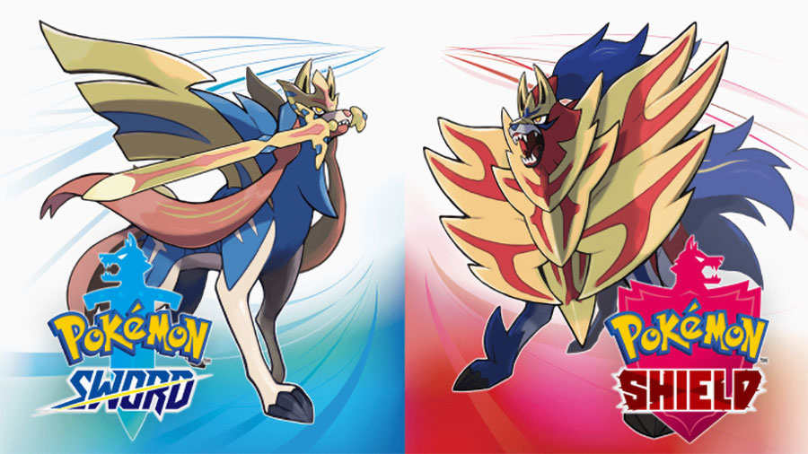 A poster of Pokémon Sword and Shield showing two different characters.