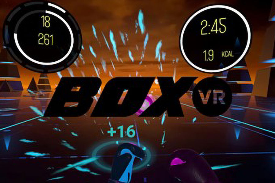 The in in-game picture of BoxVR, One of the best video games for weight loss.