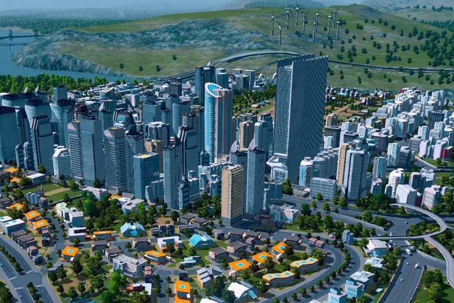 in game Picture of Cities: Skylines, One of best video games to play while watching tv.