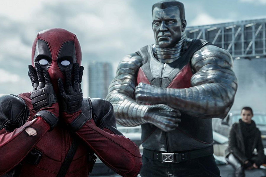 a picture of Deadpool with its main characters, one of comedy movies for gamers.