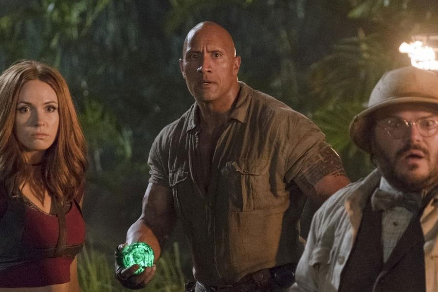 a picture of Jumanji: Welcome to the Jungle with its main characters, one of comedy movies for gamers.