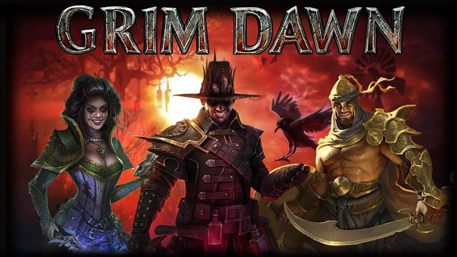 The Official Picture of Grim Dawn with its characters, One of dungeon crawler games for pc.