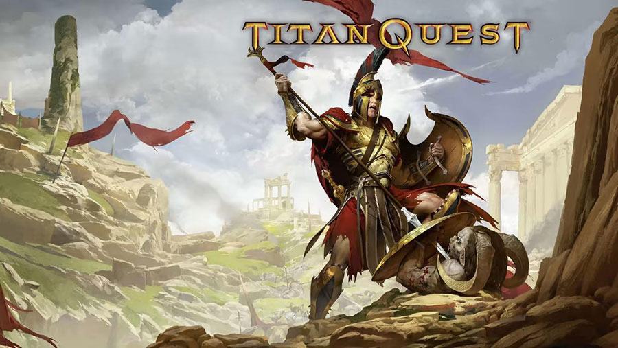 The Official Picture of Titan Quest with its character, One of dungeon crawler iphone games.