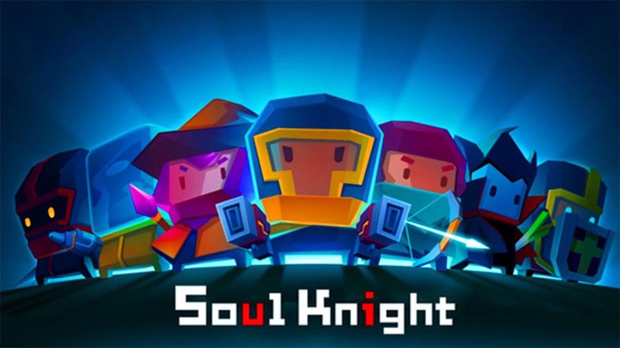 The Official Picture of Soul Knight with its characters, One of dungeon crawler iphone games.