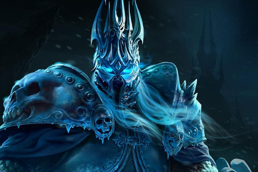 A Picture of The Lich King from World of Warcraft, One of The easiest boss fights in video games.