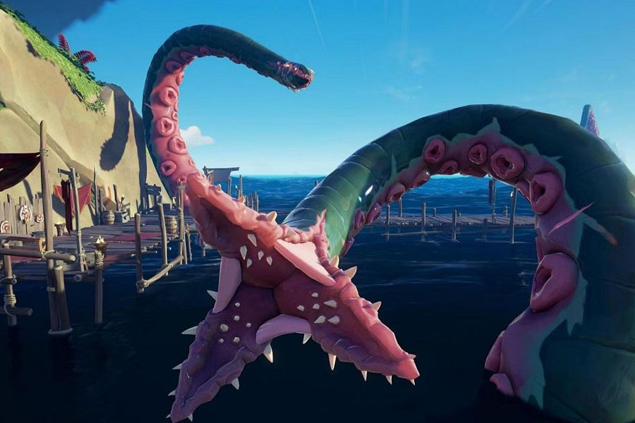 A Picture of The Kraken from Sea of Thieves, One of The easiest boss fights in video games.