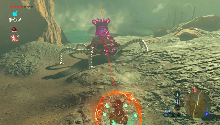 A Picture of The Guardian from Breath of the Wild, One of The easiest boss fights in video games.