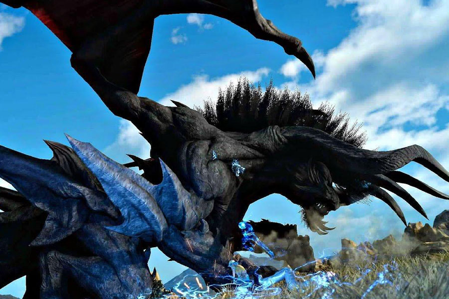 A Picture of The Behemoth from Final Fantasy XV, One of The easiest boss fights in video games.