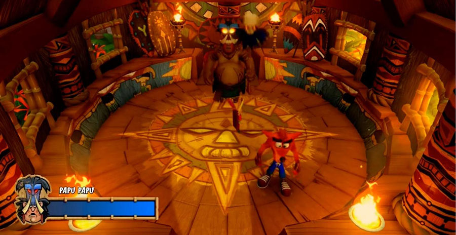 A Picture of Papu Papu from Crash Bandicoot, One of The easiest boss fights in video games.