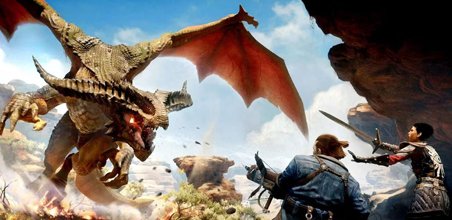 A Picture of The Dragon from Dragon Age: Inquisition, One of The easiest boss fights in video games.