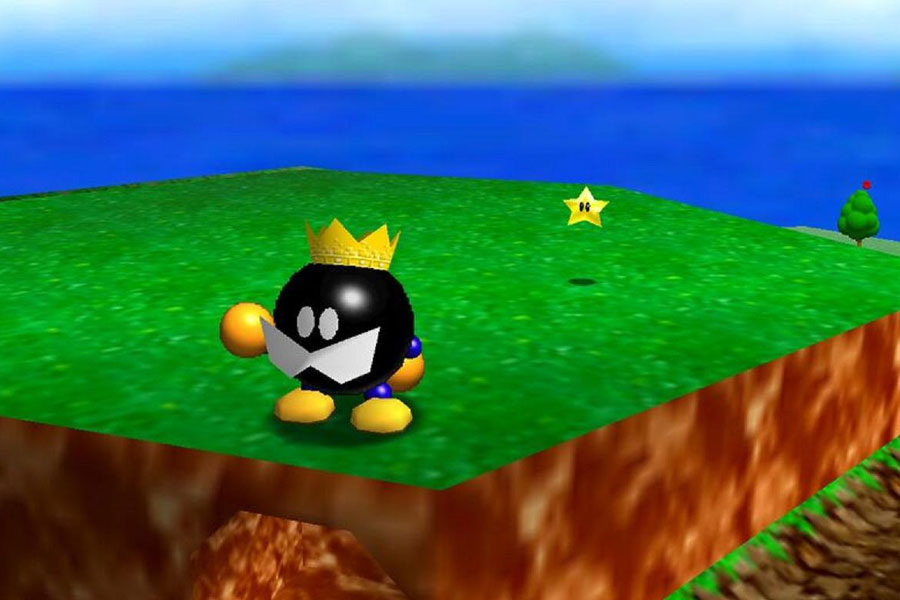 A Picture of Big Bob-omb from Super Mario 64, One of The easiest boss fights in video games.